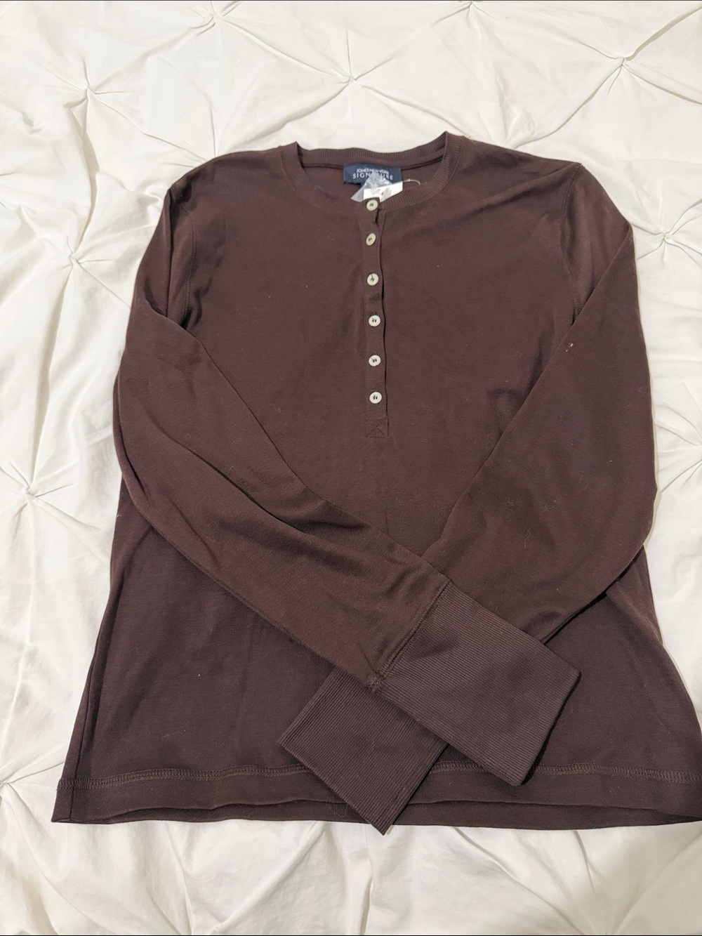 Jones New York Brown Long-Sleeve Henley Shirt